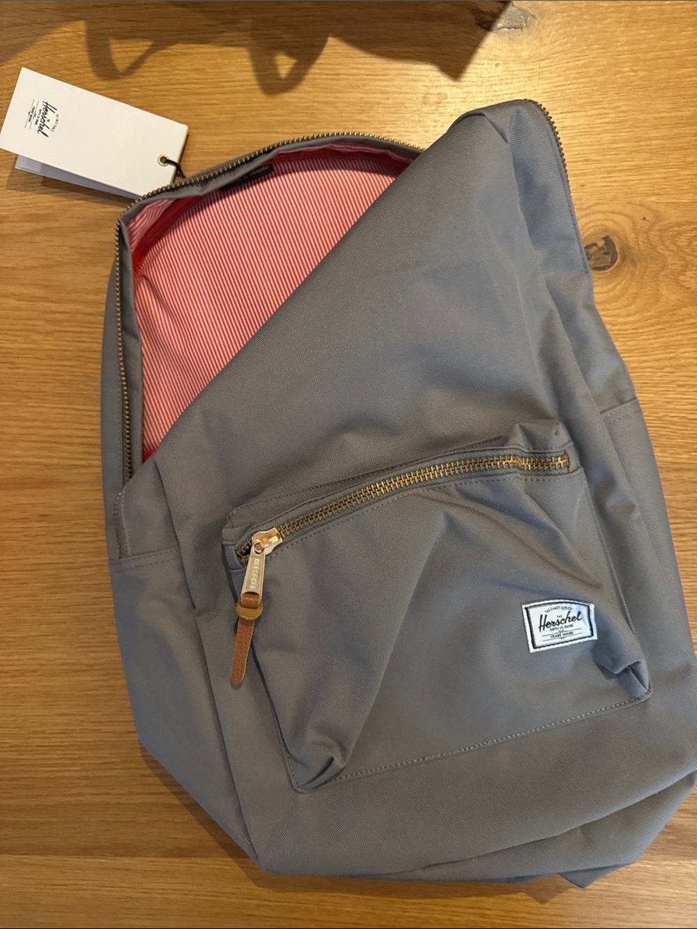 Herschel Supply Company Grey Backpack with Red Striped Interior